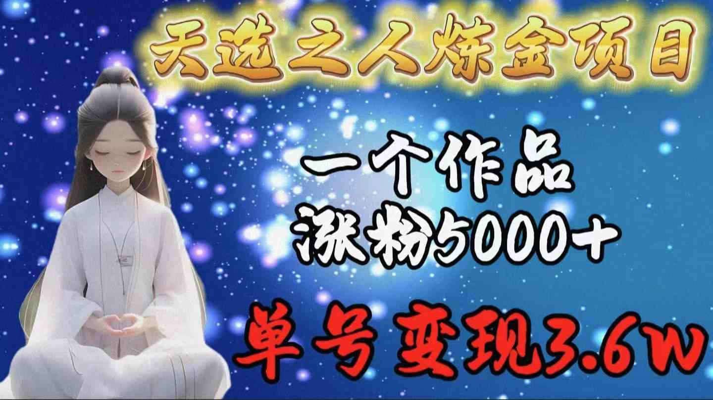 天选之人炼金项目，一个作品涨粉5000+，单号变现3.6w - 猎人社区-猎人社区