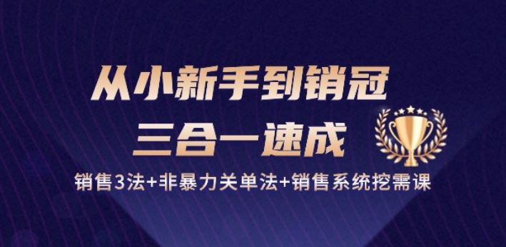 从小新手到销冠 三合一速成：销售3法+非暴力关单法+销售系统挖需课 (27节) - 猎人社区-猎人社区