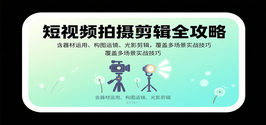 短视频拍摄剪辑全攻略：含器材运用、构图运镜、光影剪辑，覆盖多场景实战技巧 - 猎人社区-猎人社区