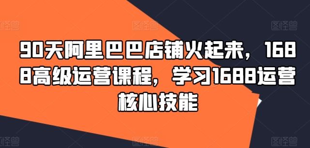 90天阿里巴巴店铺火起来，1688高级运营课程，学习1688运营核心技能 - 猎人社区-猎人社区