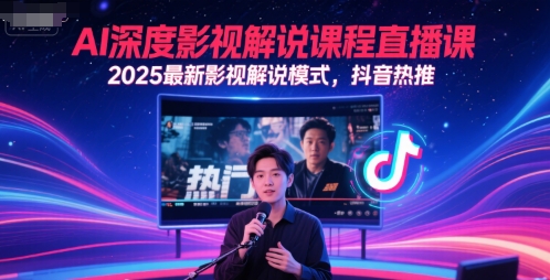 AI深度影视解说课程直播课，2025最新影视解说模式，抖音热推-猎人社区