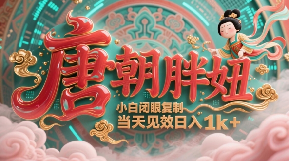 用AI克隆“唐朝胖妞”日更3条，平台疯狂推流，小白闭眼复制，当天见效，日入1k+ - 猎人社区-猎人社区