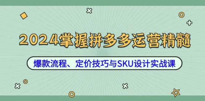 2024掌握拼多多运营精髓：爆款流程、定价技巧与SKU设计实战课 - 猎人社区-猎人社区
