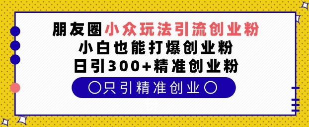 朋友圈小众玩法引流创业粉，小白也能打爆创业粉，日引300+精准创业粉【揭秘】 - 猎人社区-猎人社区