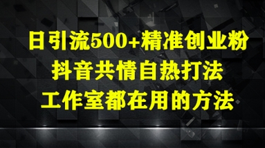 日引流500+精准创业粉，抖音共情自热打法，工作室都在用的方法 - 猎人社区-猎人社区