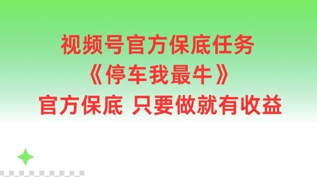 视频号官方保底任务，停车我最牛，官方保底只要做就有收益【揭秘】 - 猎人社区-猎人社区