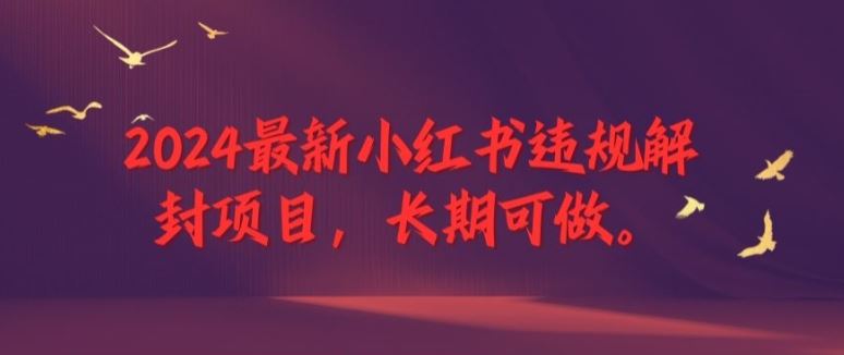 2024最新小红书违规解封项目，长期可做，一个可以做到退休的项目【揭秘】 - 猎人社区-猎人社区