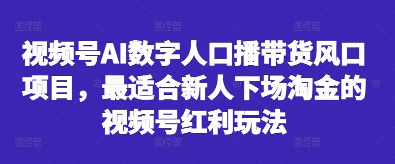 视频号AI数字人口播带货风口项目，最适合新人下场淘金的视频号红利玩法 - 猎人社区-猎人社区