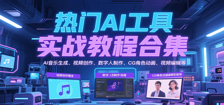热门AI工具实战教程合集，AI音乐生成、视频创作、数字人制作、CG角色动画、视频编辑等 - 猎人社区-猎人社区