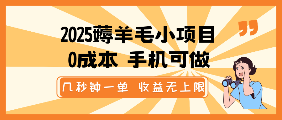 2025薅羊毛小项目，0成本 手机可做，几秒钟一单，收益无上限 - 猎人社区-猎人社区