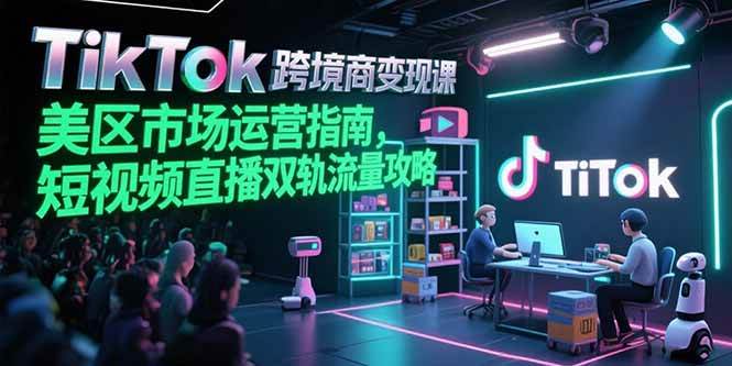 TikTok跨境电商变现课，美区市场运营指南，短视频直播双轨流量攻略-猎人社区