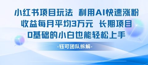 适合小白操作的小红书新项目，利用AI快速涨粉，收益每月平均1W+ - 猎人社区-猎人社区