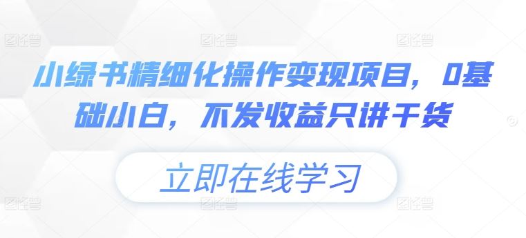 小绿书精细化操作变现项目，0基础小白，不发收益只讲干货 - 猎人社区-猎人社区