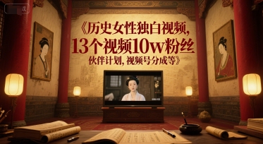 历史女性独白视频，13个视频10w粉丝，伙伴计划，视频号分成等 - 猎人社区-猎人社区