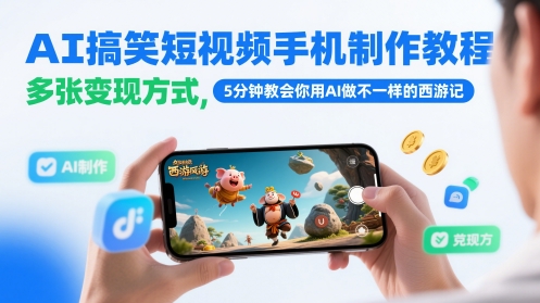 AI搞笑短视频手机制作教程，多张变现方式，5分钟教会你用AI做不一样的西游记 - 猎人社区-猎人社区