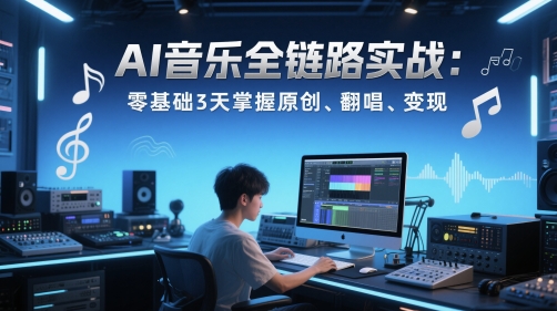 AI音乐全链路实战变现课：零基础3天掌握原创、翻唱、变现 - 猎人社区-猎人社区