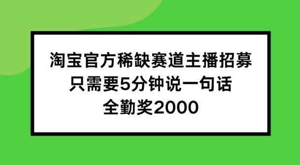 淘宝官方稀缺赛道主播招募 ，只需要5分钟说一句话， 全勤奖2000【揭秘】 - 猎人社区-猎人社区