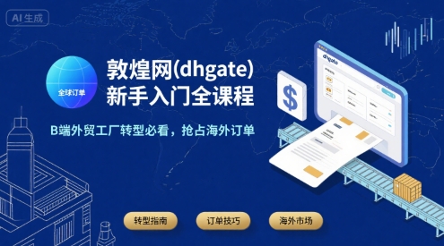 敦煌网(dhgate)新手入门全课程，B端外贸工厂转型必看，抢占海外订单-猎人社区