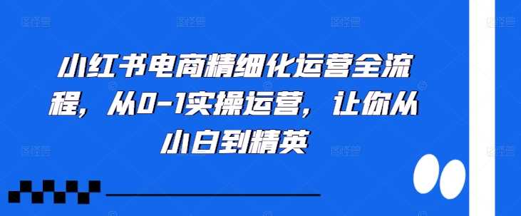小红书电商精细化运营全流程，从0-1实操运营，让你从小白到精英 - 猎人社区-猎人社区