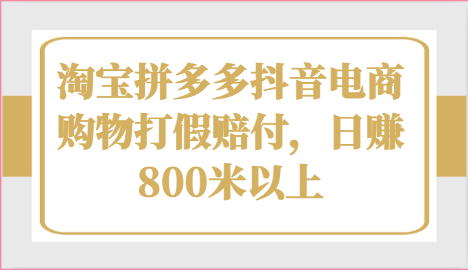 淘宝拼多多抖音电商购物打假赔付，日赚800米以上 - 猎人社区-猎人社区