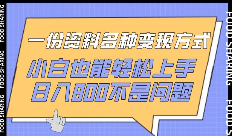 一份资料多种变现方式，小白也能轻松上手，日入800不是问题【揭秘】 - 猎人社区-猎人社区