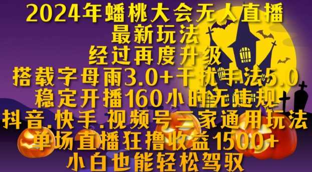 2024年蟠桃大会无人直播最新玩法，稳定开播160小时无违规，抖音、快手、视频号三家通用玩法【揭秘】 - 猎人社区-猎人社区