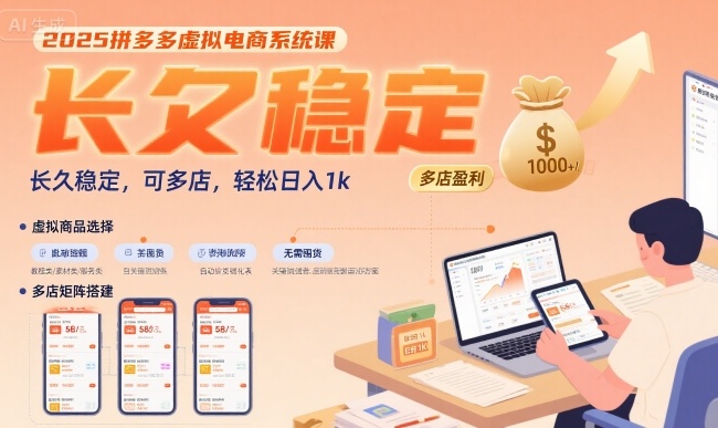 2025拼多多虚拟电商系统课，长久稳定，可多店，轻松日入1k - 猎人社区-猎人社区