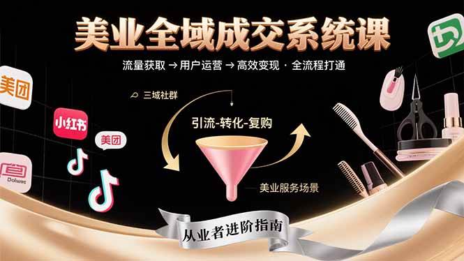 美业全域成交系统课程：帮助美业从业者打通从流量获取到高效变现全流程 - 猎人社区-猎人社区