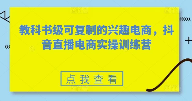 教科书级可复制的兴趣电商，抖音直播电商实操训练营 - 猎人社区-猎人社区