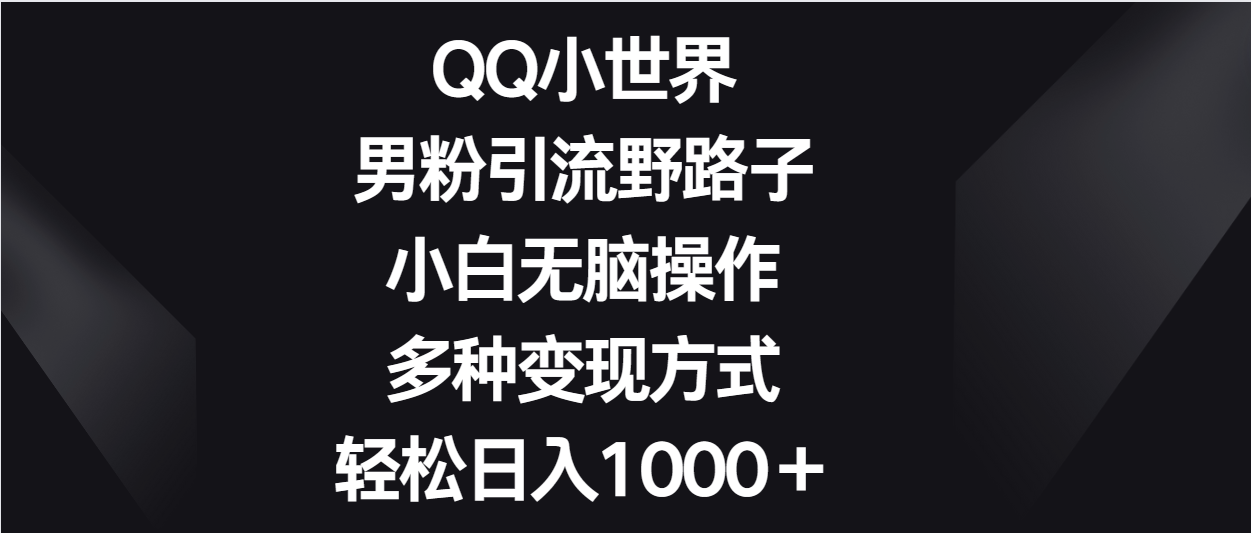 QQ小世界男粉引流野路子，小白无脑操作，多种变现方式轻松日入1000＋ - 猎人社区-猎人社区