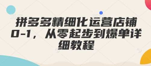 拼多多精细化运营店铺0-1，从零起步到爆单详细教程 - 猎人社区-猎人社区