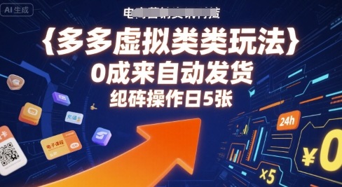 多多虚拟类目玩法，0成本全自动发货，矩阵操作日5张 - 猎人社区-猎人社区