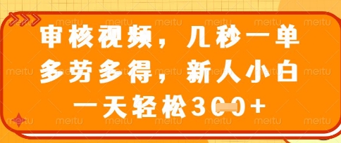 最新审核视频，几秒一单，多劳多得，新人小白一天轻松3张【揭秘】-猎人社区
