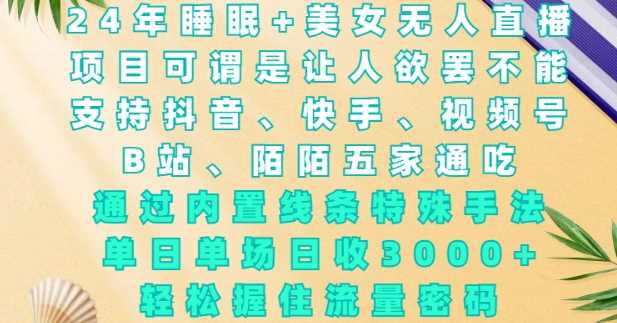 2024年睡眠+美女无人直播，通过内置线条特殊手法，单场日收3k+，轻松握住流量密码【揭秘】 - 猎人社区-猎人社区