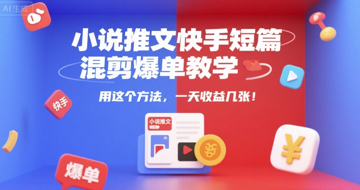 小说推文快手短篇混剪爆单教学，用这个方法，一天收益几张 - 猎人社区-猎人社区