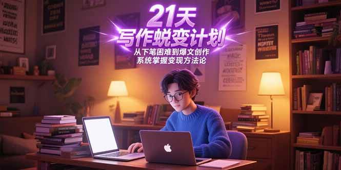21天写作蜕变计划，从下笔困难到爆文创作，系统掌握变现方法论 - 猎人社区-猎人社区