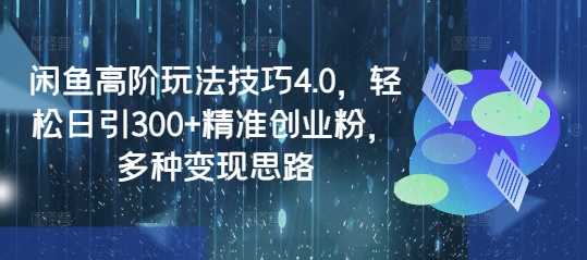 闲鱼高阶玩法技巧4.0，轻松日引300+精准创业粉，多种变现思路 - 猎人社区-猎人社区