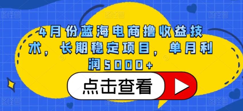 4月份蓝海电商撸收益技术，长期稳定项目，单月利润5000+【揭秘】 - 猎人社区-猎人社区