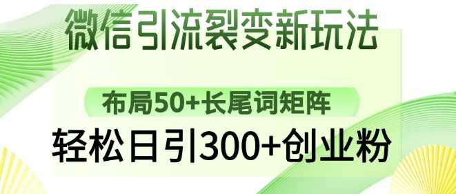 微信引流裂变新玩法：布局50+长尾词矩阵，轻松日引300+创业粉 - 猎人社区-猎人社区
