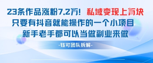 抖音私域项目23条作品涨粉7.2W，私域变现1W - 猎人社区-猎人社区