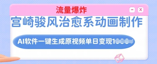 宫崎骏风治愈系动画制作，AI软件一键生成原创视频流量爆炸，单日变现多张，详细实操流程 - 猎人社区-猎人社区