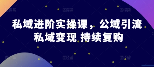 私域进阶实操课，公域引流 私域变现 持续复购 - 猎人社区-猎人社区
