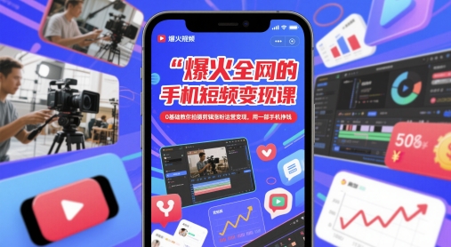 爆火全网的手机短视频变现课，0基础教你拍摄剪辑涨粉运营变现，用一部手机挣钱 - 猎人社区-猎人社区