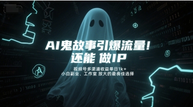 AI鬼故事引爆流量，还能做IP，视频号多渠道收益单日1k+，小白副业、工作室放大的最佳选择 - 猎人社区-猎人社区
