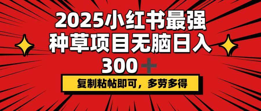 2025小红书最强种草项目，无脑日入300+，复制粘帖即可，多劳多得 - 猎人社区-猎人社区