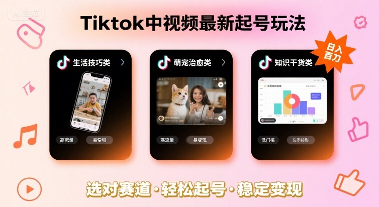 Tiktok中视频最新起号玩法，想要日入百刀，做好这几个赛道就可以了 - 猎人社区-猎人社区