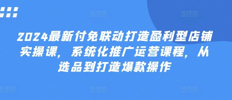 2024最新付免联动打造盈利型店铺实操课，系统化推广运营课程，从选品到打造爆款操作 - 猎人社区-猎人社区