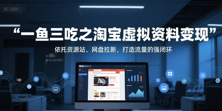 一鱼三吃之淘宝虚拟资料变现，依托资源站、网盘拉新，打造流量的强闭环 - 猎人社区-猎人社区
