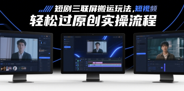 短剧三联屏搬运玩法，短剧搬运轻松过原创实操流程 - 猎人社区-猎人社区