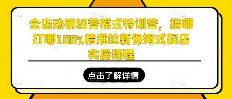 全店动销经营模式特训营，指哪打哪100%精准拉新保姆式起店实操课程 - 猎人社区-猎人社区